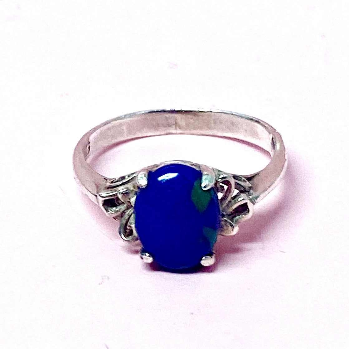 Navajo St Silver and Azurite Malachite Ring