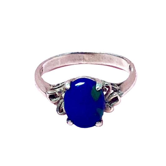 Navajo St Silver and Azurite Malachite Ring