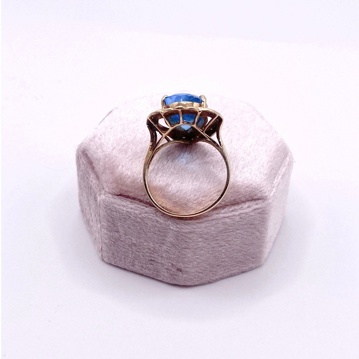 Cocktail Ring 14k Gold Vermeil Sterling Silver With Topaz and Diamonds Size 6.5