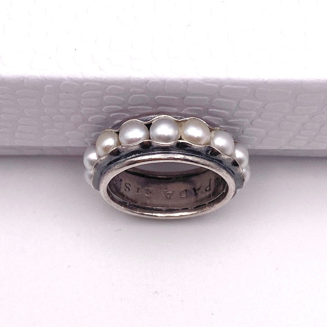Silpada Sterling Silver Ring Fresh Water Pearl Band 7”