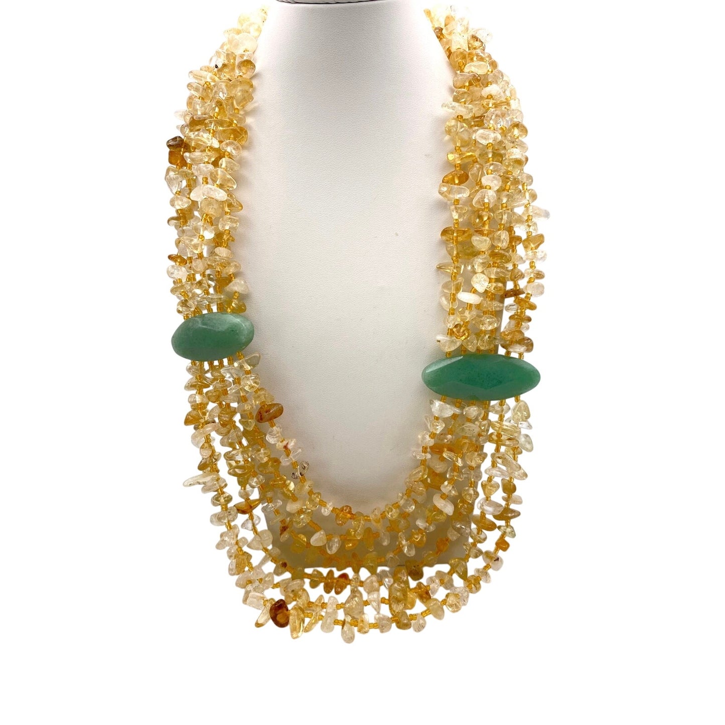 Vintage Multi strand Citrine Chips Gemstones And Green Aventurine large Stones
