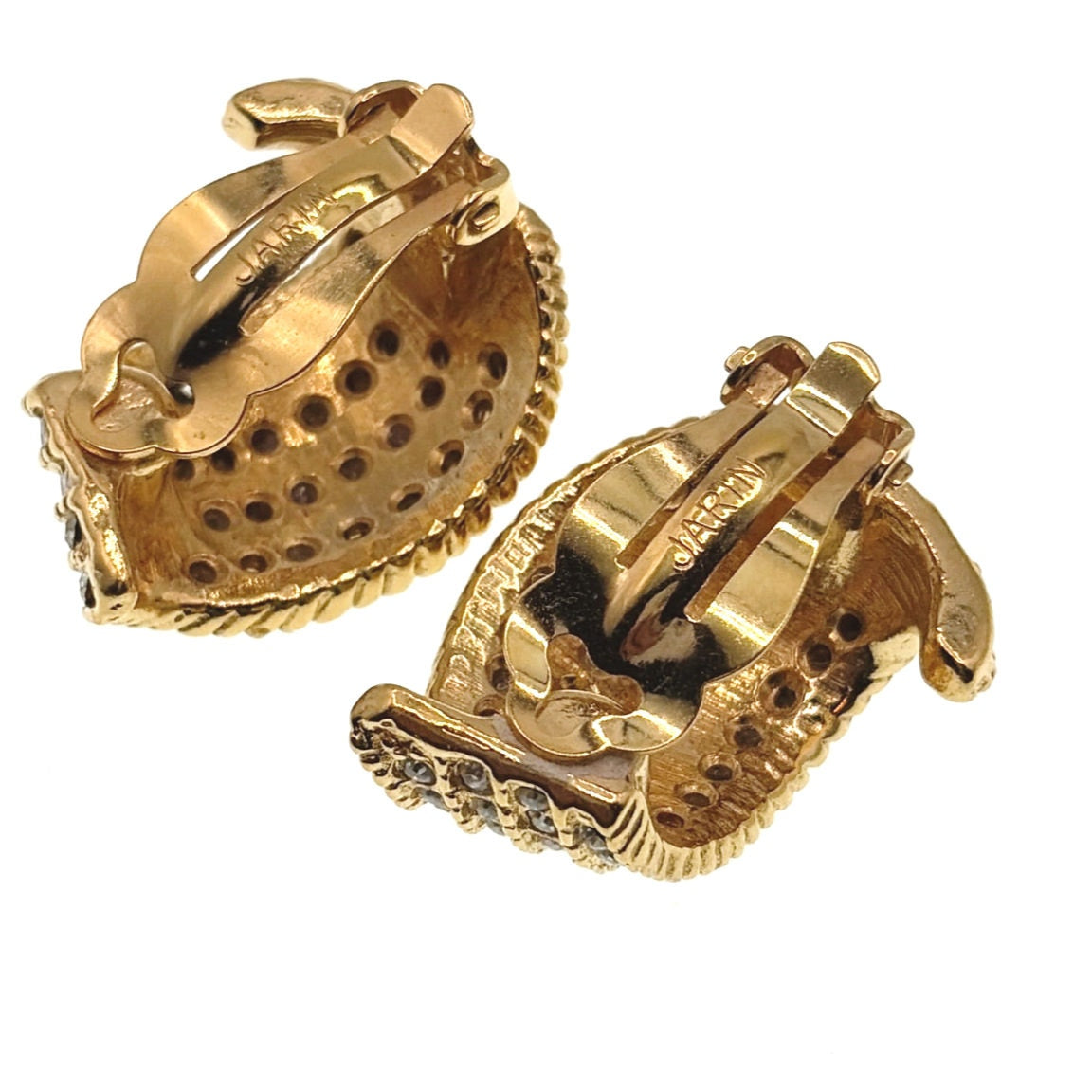 Vintage Signed Jarin Clip On Earrings Swarovski Crystals