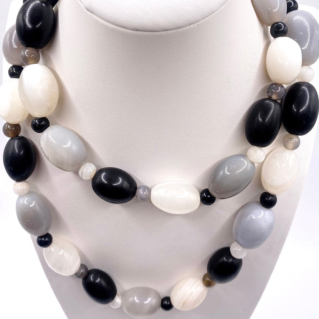 Necklace Agate and Quartz Beads 42”