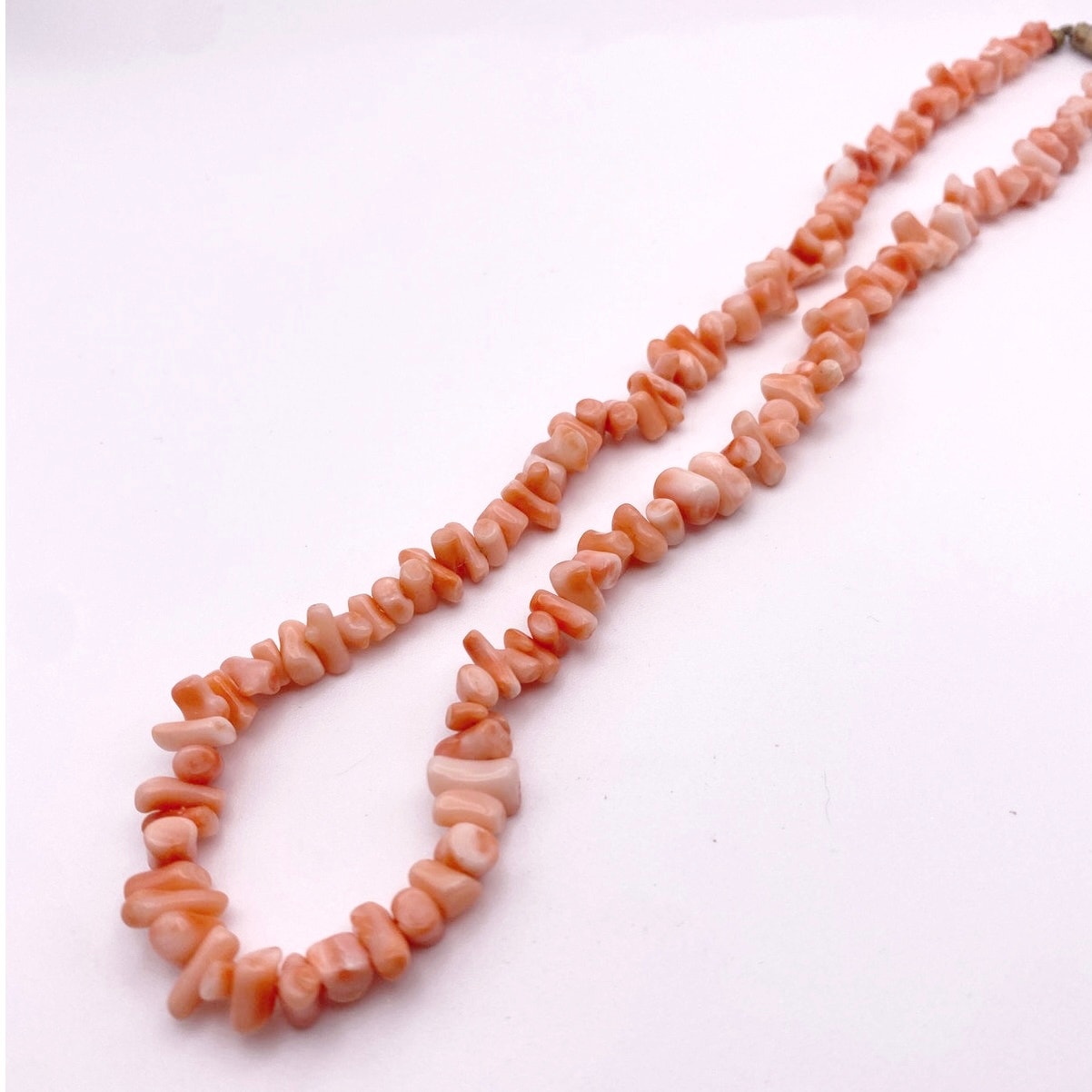 Angel Skin Coral Chips Necklace 18” Long