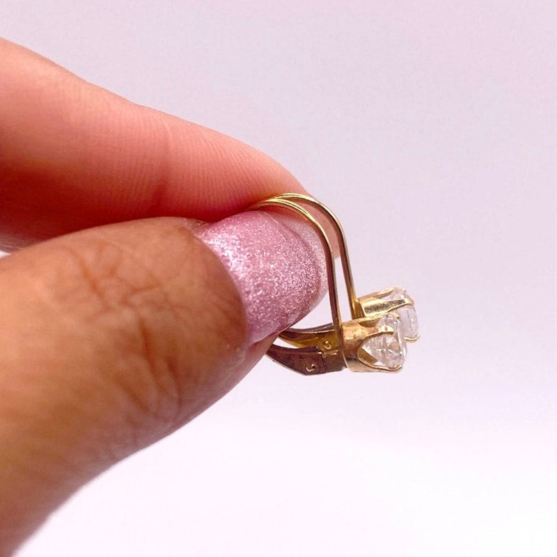 14k Laverback Earrings with CZ Crystal