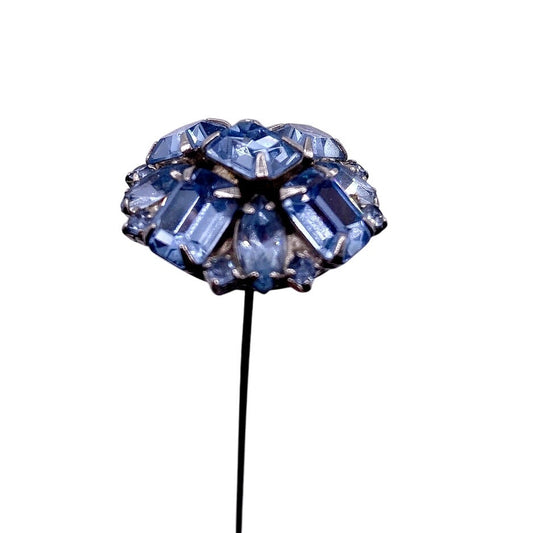 Antique Sapphire Blue Czech Glass Rhinestones Hat Pin 1900s-1910s Edwardian Era