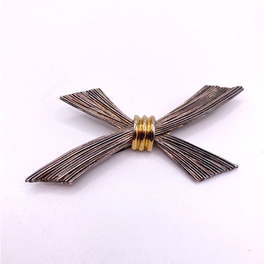 Crowned Premier Designs Vintage Bow Brooch 3”