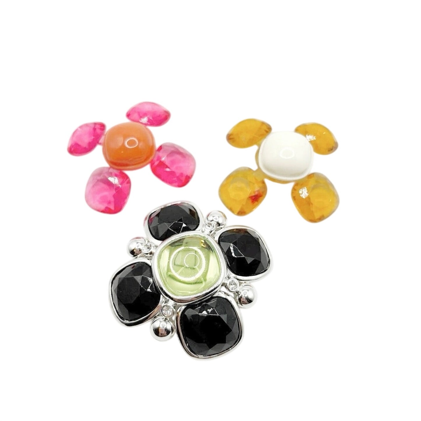 Joan Rivers Maltese Cross Silver Tone Exchangeable Lucite Cabochon Brooch