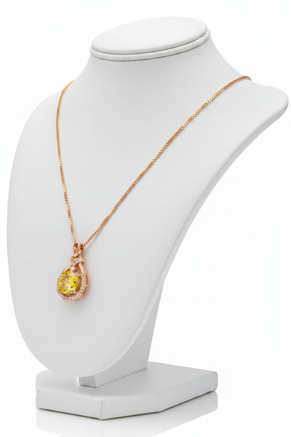 Sterling Silver 18k Rose GP Necklace Yellow Zirconia