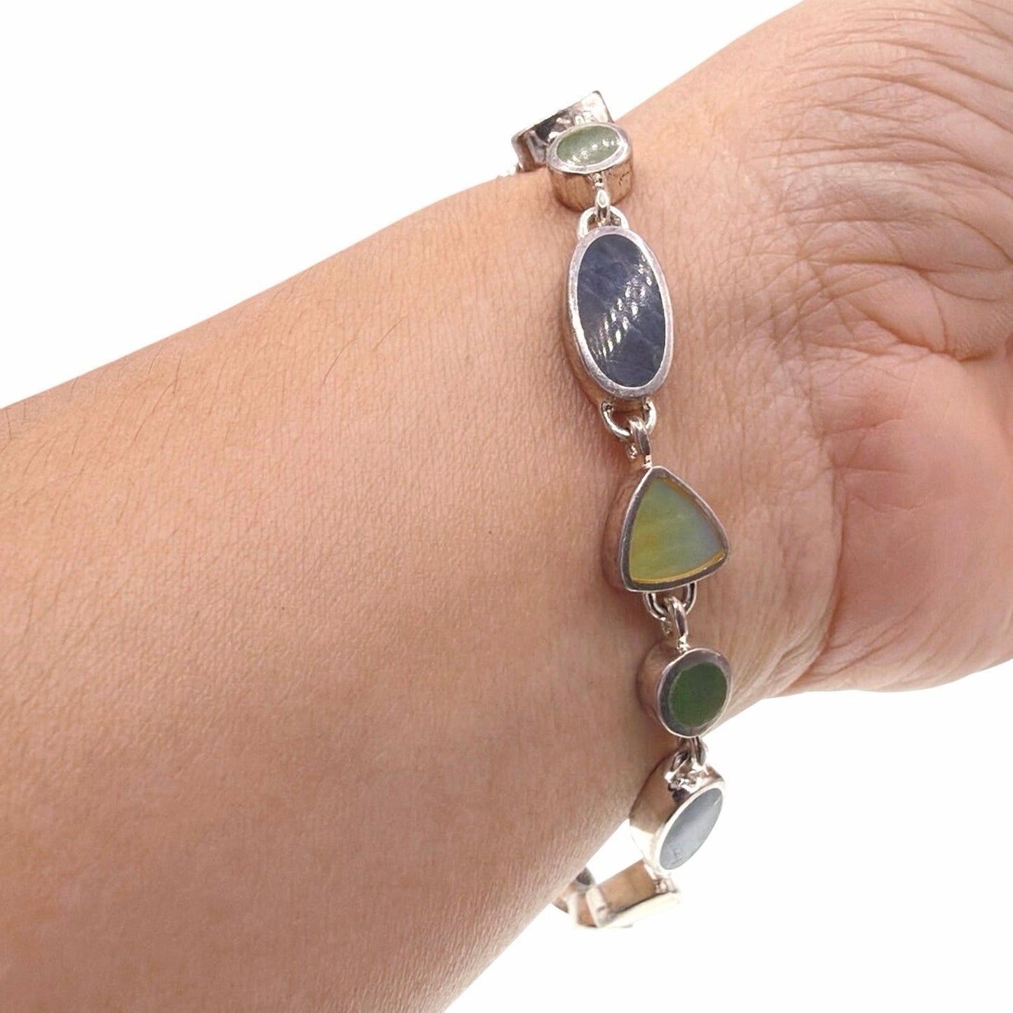 Sterling Silver and Gem Stones Bracelet 7”
