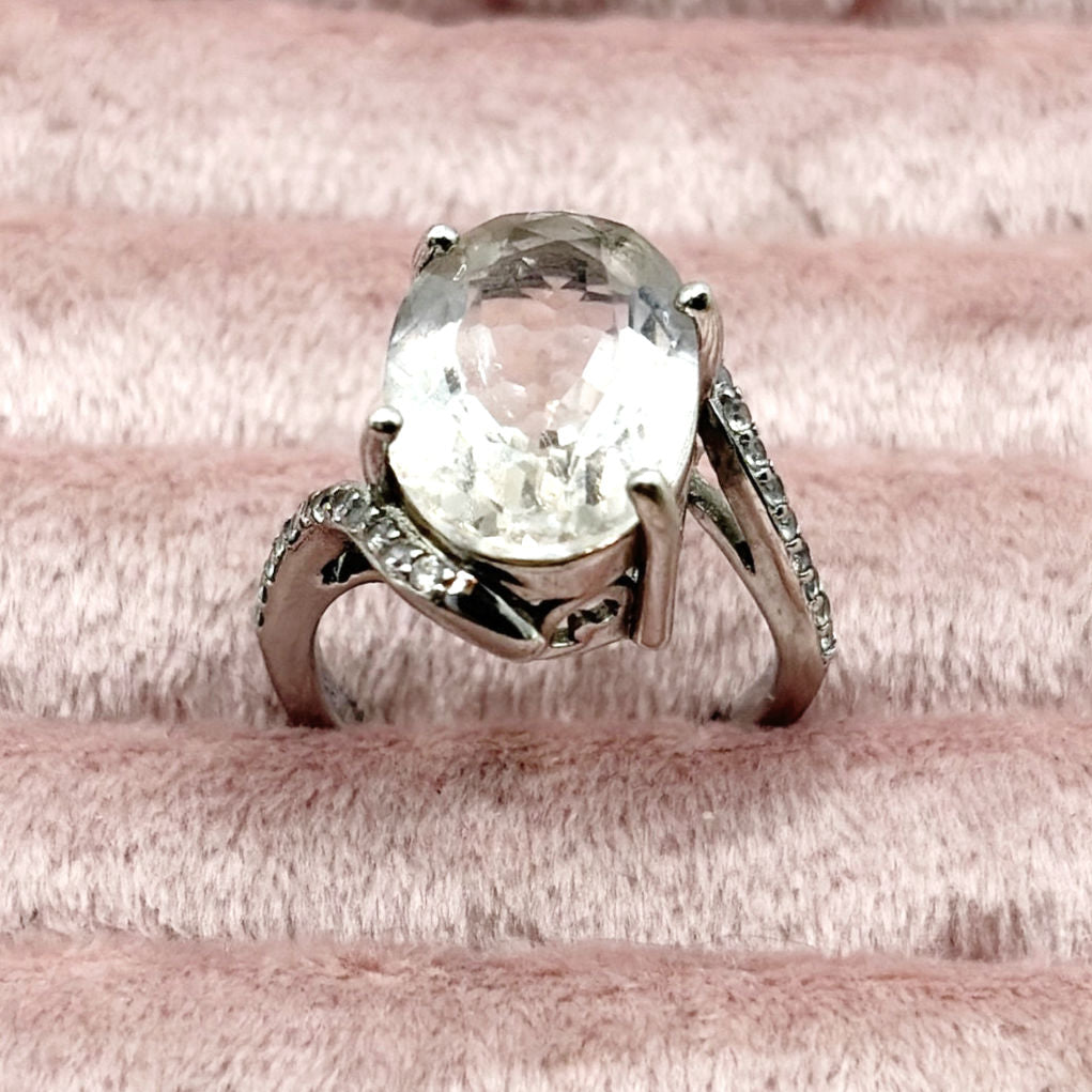 BBJ Sterling Silver and Natural Quartz Small Ring 4.7”