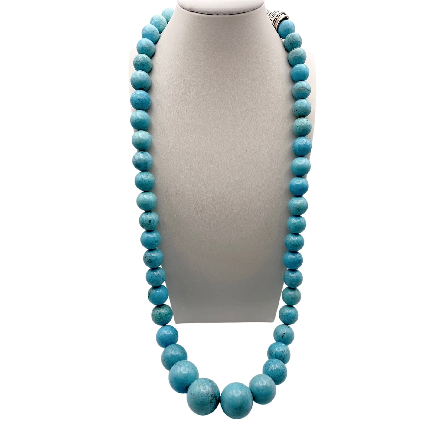 Sleeping Beauty Turquoise XL Vintage Necklace 26” Sterling Silver Closure