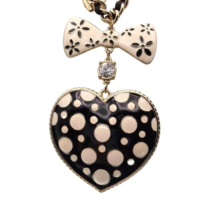 Betsey Johnson Vintage Heart and Bow Long Necklace 32”
