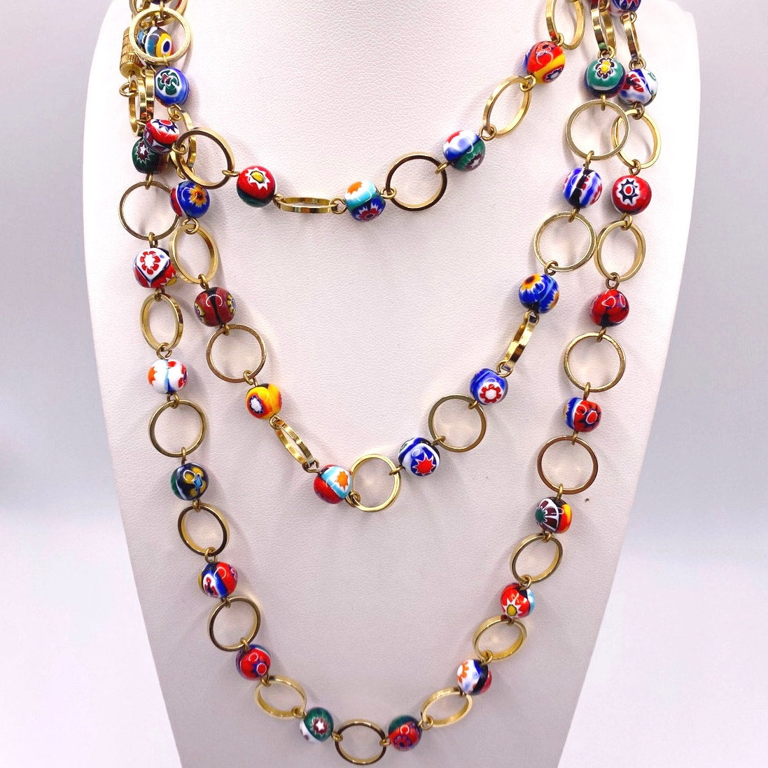 Italy Murano Millefiori Glass Bead Necklace