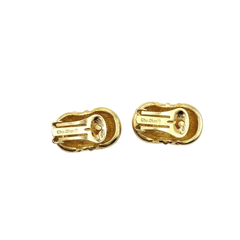 Christian Dior Croissant Design Clip On Earrings