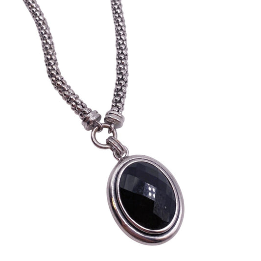 Napier Signed Vintage Necklace 22” Long Black Lucite Pendant