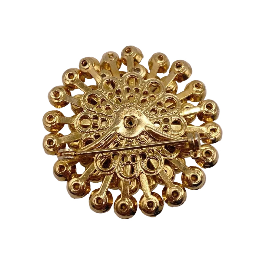 Judy Lee Faux Pearl and Rhinestones Roseta Brooch
