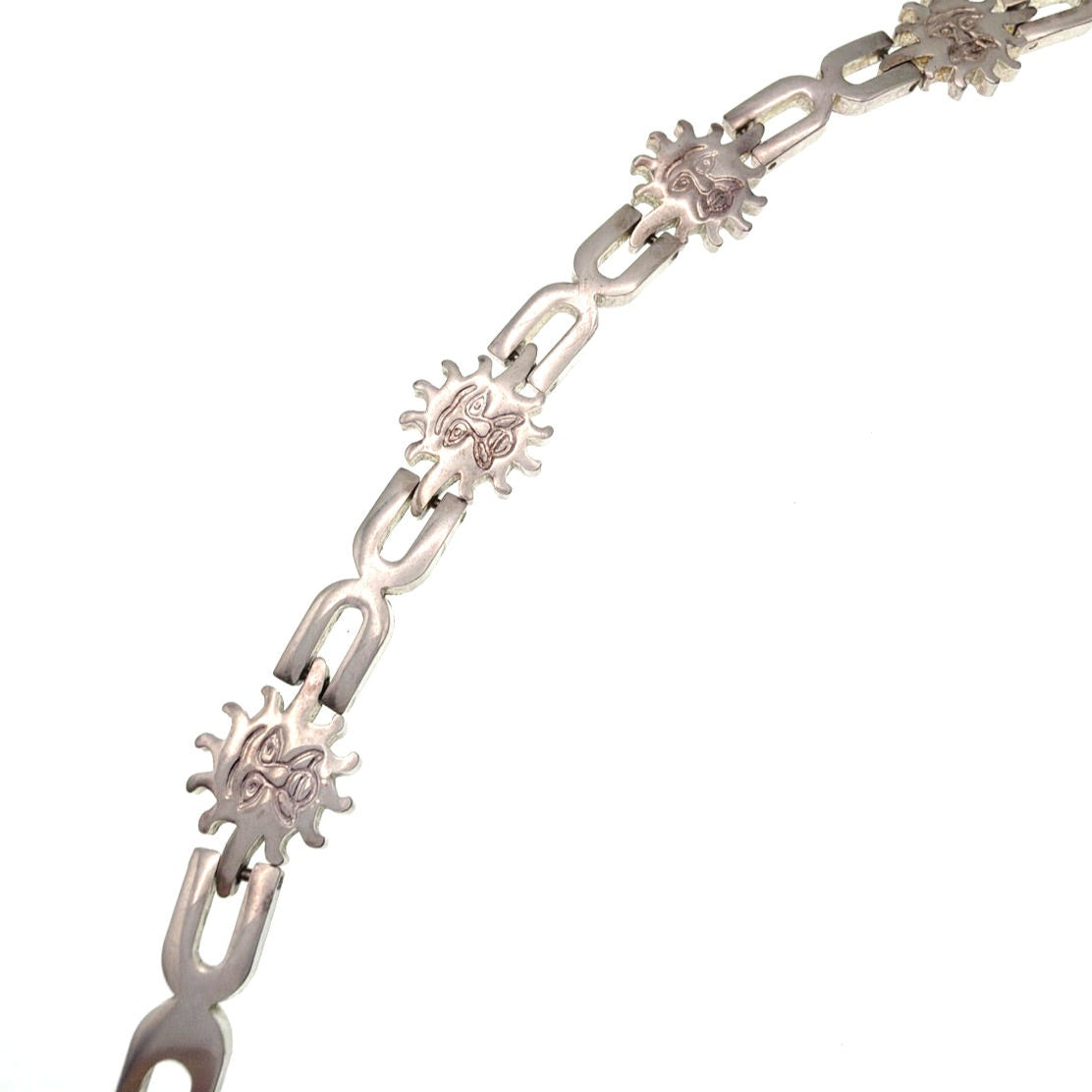 Sterling Silver Smiling Suns Links Bracelets 7.5