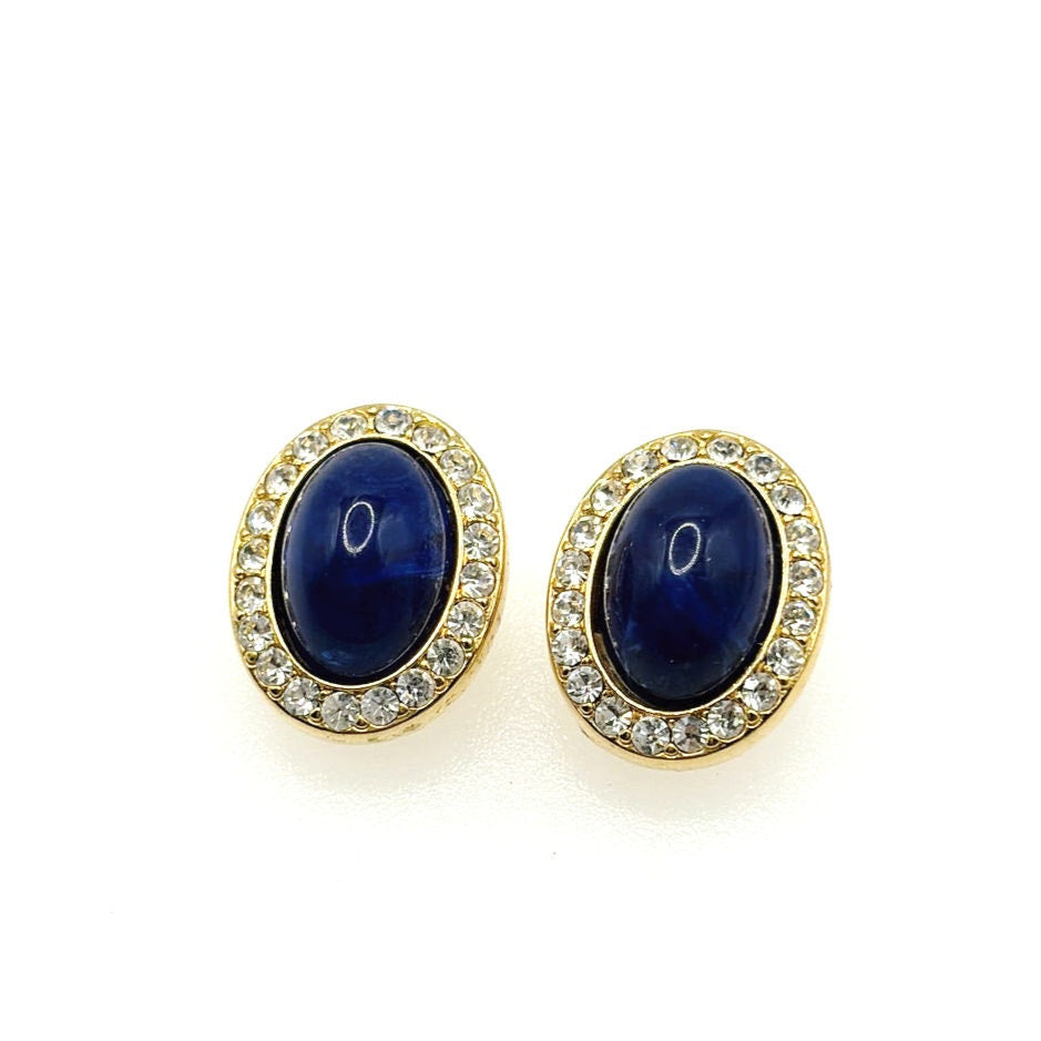Blue Lucite and Rhinestones Kenneth Jay Lane KJL Earrings