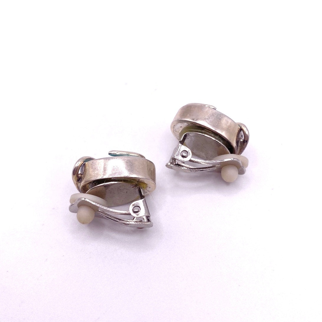 Vintage Turquoise And Sterling Silver Plated Clip On Earrings