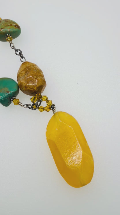 Silpada St Silver Necklace Amber and Jasper Gemstones